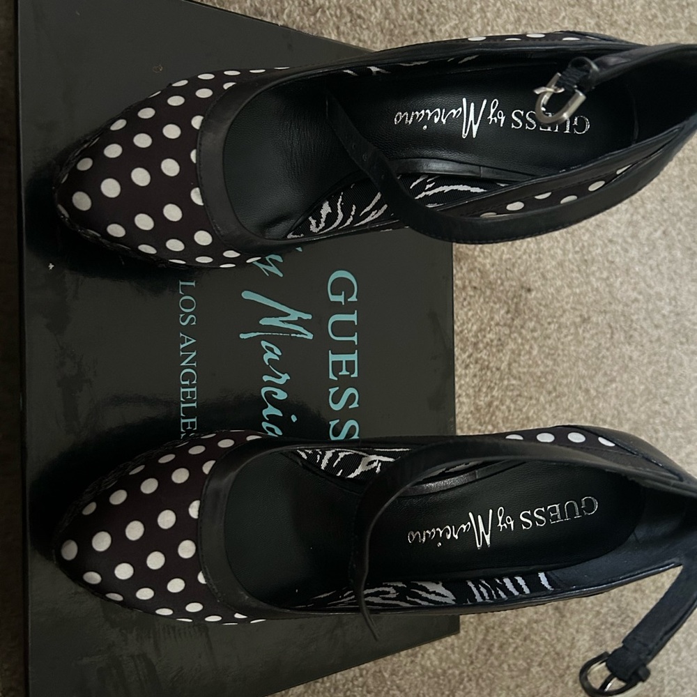 Guess by Marciano Black and White Wedge Heels